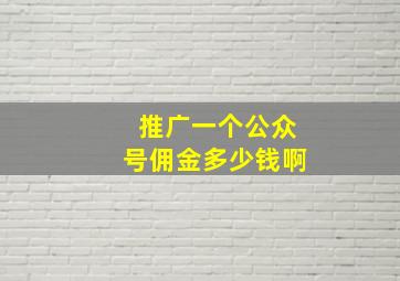 推广一个公众号佣金多少钱啊