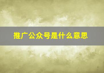 推广公众号是什么意思