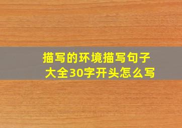 描写的环境描写句子大全30字开头怎么写