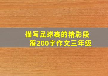 描写足球赛的精彩段落200字作文三年级