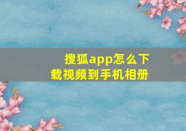 搜狐app怎么下载视频到手机相册