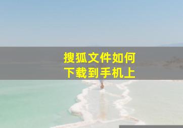 搜狐文件如何下载到手机上