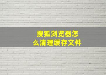 搜狐浏览器怎么清理缓存文件