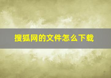 搜狐网的文件怎么下载