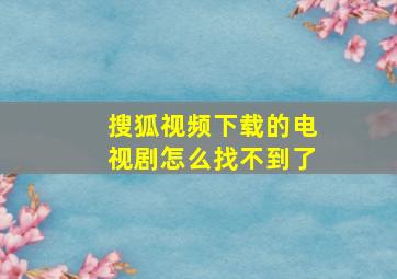 搜狐视频下载的电视剧怎么找不到了