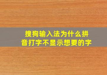 搜狗输入法为什么拼音打字不显示想要的字