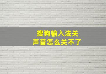 搜狗输入法关声音怎么关不了