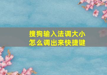 搜狗输入法调大小怎么调出来快捷键