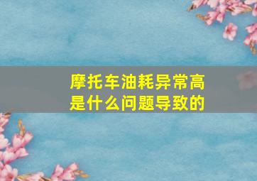 摩托车油耗异常高是什么问题导致的