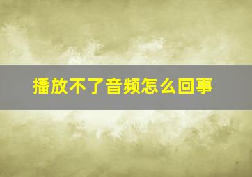 播放不了音频怎么回事