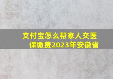 支付宝怎么帮家人交医保缴费2023年安徽省