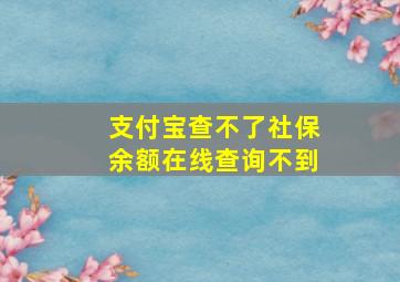 支付宝查不了社保余额在线查询不到