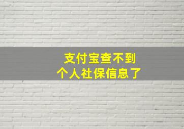 支付宝查不到个人社保信息了