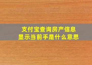 支付宝查询房产信息显示当前手是什么意思