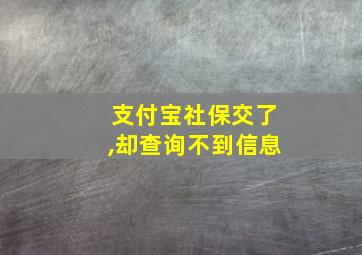 支付宝社保交了,却查询不到信息