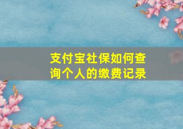 支付宝社保如何查询个人的缴费记录