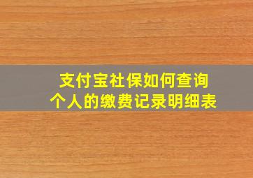 支付宝社保如何查询个人的缴费记录明细表