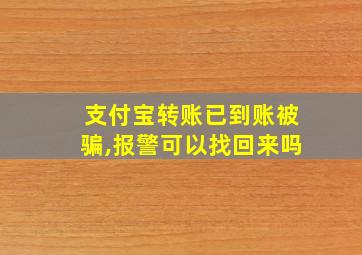 支付宝转账已到账被骗,报警可以找回来吗