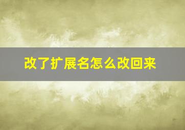 改了扩展名怎么改回来