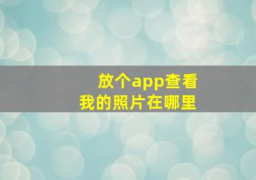 放个app查看我的照片在哪里