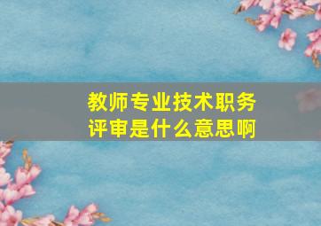 教师专业技术职务评审是什么意思啊