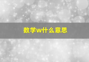 数学w什么意思