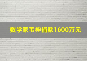 数学家韦神捐款1600万元