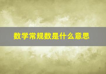 数学常规数是什么意思