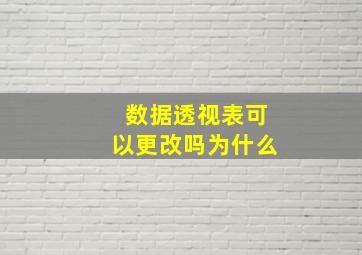 数据透视表可以更改吗为什么