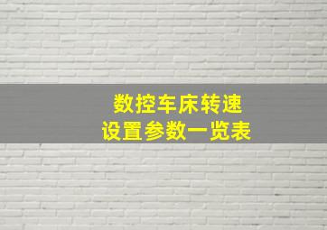 数控车床转速设置参数一览表