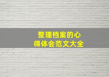 整理档案的心得体会范文大全