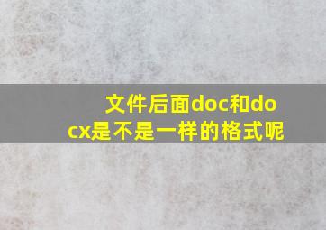 文件后面doc和docx是不是一样的格式呢