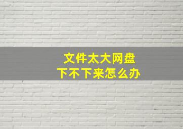 文件太大网盘下不下来怎么办