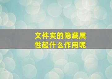 文件夹的隐藏属性起什么作用呢