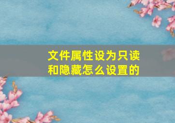 文件属性设为只读和隐藏怎么设置的