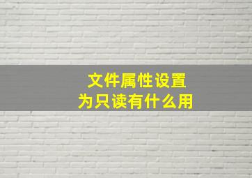 文件属性设置为只读有什么用