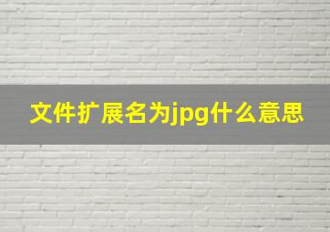 文件扩展名为jpg什么意思