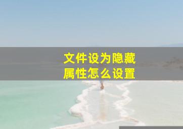 文件设为隐藏属性怎么设置