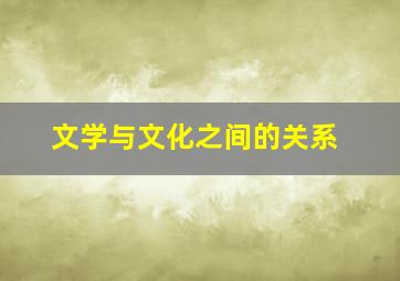 文学与文化之间的关系