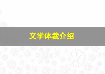 文学体裁介绍