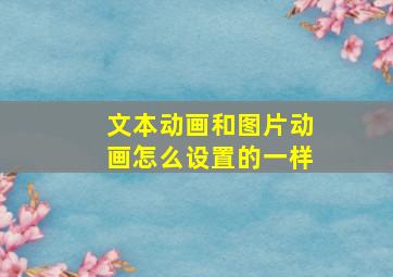 文本动画和图片动画怎么设置的一样