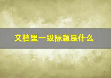 文档里一级标题是什么