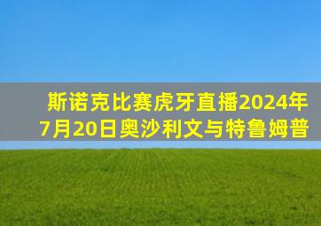 斯诺克比赛虎牙直播2024年7月20日奥沙利文与特鲁姆普