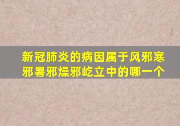 新冠肺炎的病因属于风邪寒邪暑邪燥邪屹立中的哪一个