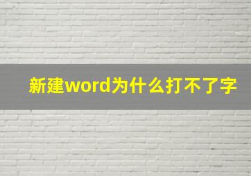 新建word为什么打不了字