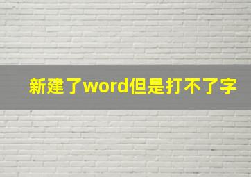 新建了word但是打不了字