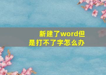 新建了word但是打不了字怎么办