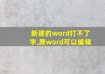 新建的word打不了字,原word可以编辑