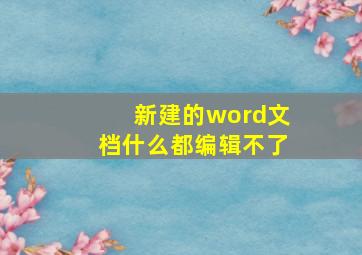 新建的word文档什么都编辑不了