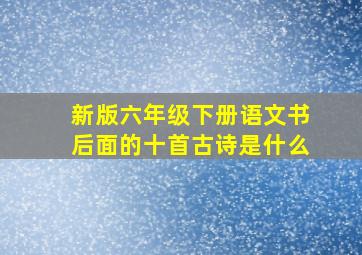 新版六年级下册语文书后面的十首古诗是什么